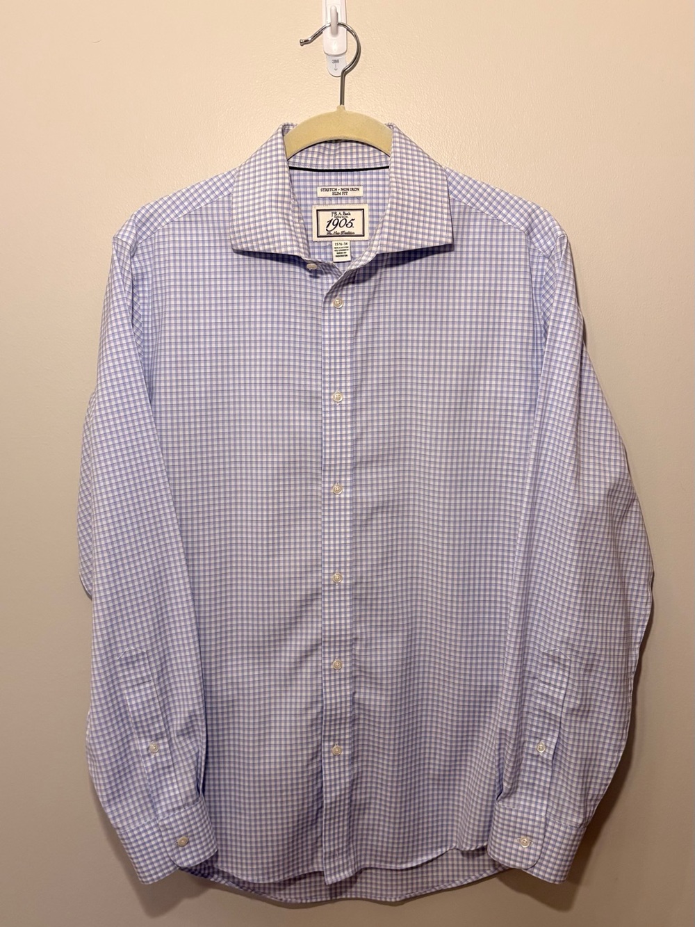 Jos. A. Bank Men’s Light Blue & Lavender Gingham Button Down Dress Shirt - Picture 1 of 5